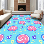 Playful Pink Swirls Hearts Pattern Rug