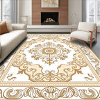 Ornate Golden Sun Floral Medallion Rug