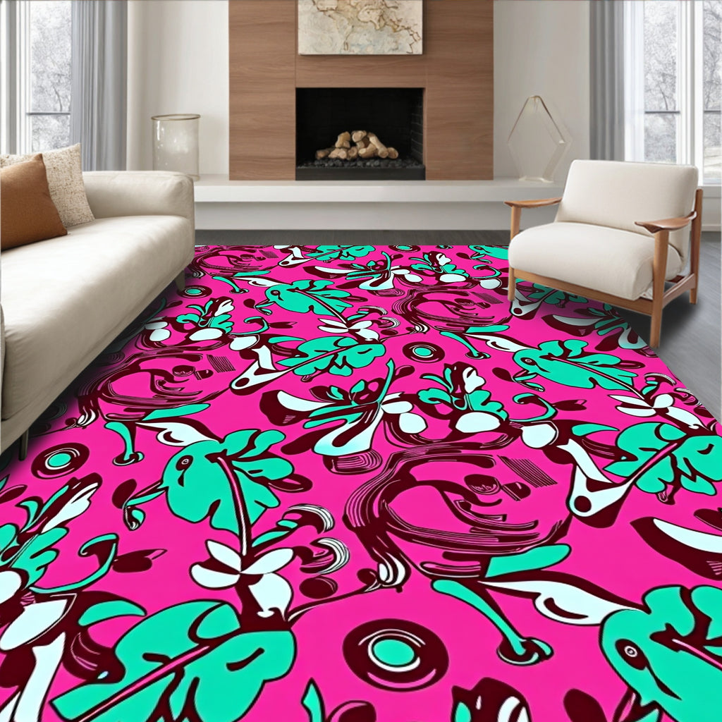 Abstract Floral Whimsical Pattern Rug