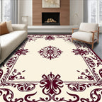 Ornate Floral Bordered Square Design Rug