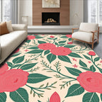 Ornate Rose and Leaf Pattern Rug
