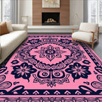 Pink Navy Floral Mandala Pattern Rug