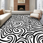 Abstract Swirls and Triangles Pattern Rug