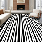 Bold Black White Stripe Pattern Rug