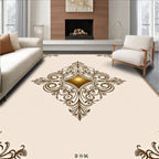 Elegant Brown Swirl Diamond Pattern Rug