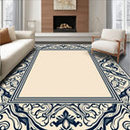 Elegant Floral Scrollwork Border Rug