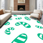 Playful Green Swirls and Stripes Rug