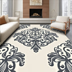 Ornate Flourish Damask Pattern Design Rug