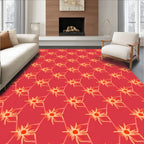 Coral Red Starburst Geometric Repeating Rug