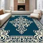 Ornate Floral Medallion Cream Rug