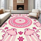 Pink Abstract Floral Mandala Geometric Pattern Rug