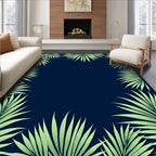 Tropical Palm Leaf Border Design Rug