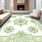 Green Spiky Floral Arrangement Border Rug