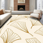 Minimalist Ginkgo Leaf Line Art Rug