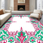 Ornate Floral Swirl Frame Design Rug