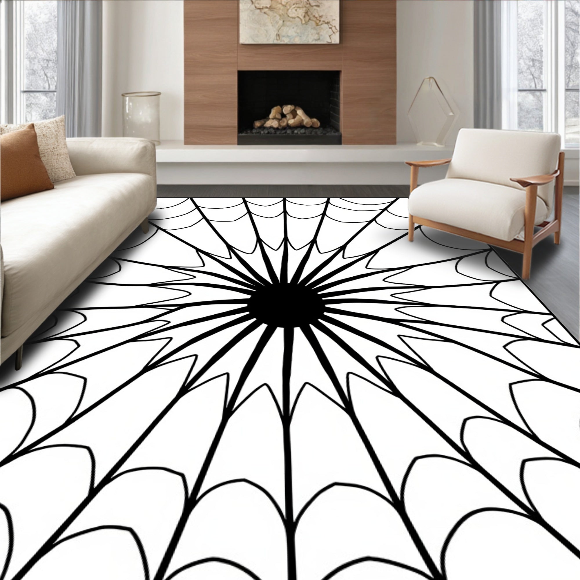 Geometric Spiderweb Pattern Rug