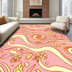 Whimsical Floral Swirl Pattern Design Rug