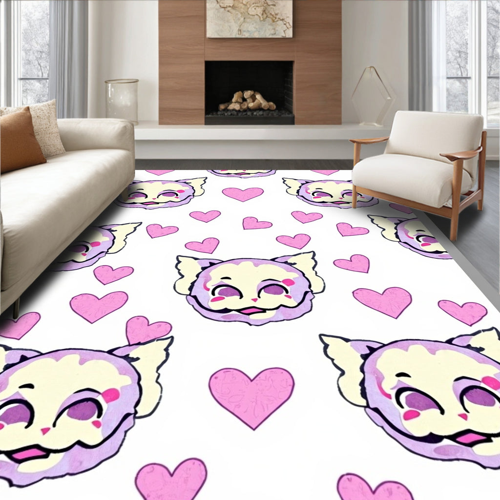 Cute Cat Heart Pattern Design Rug