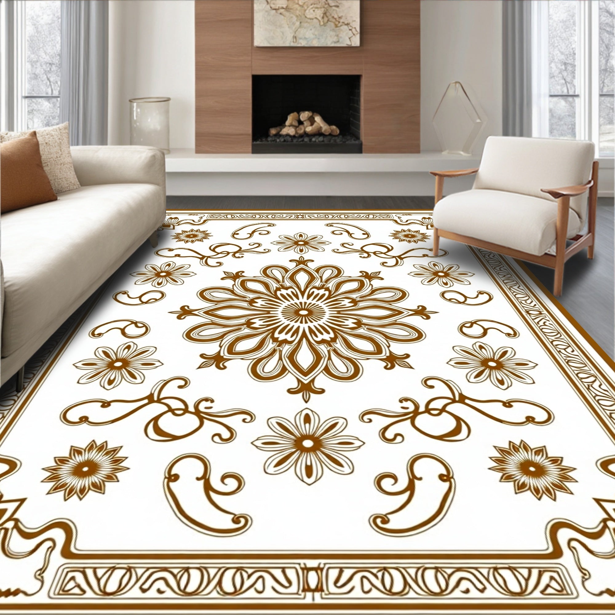 Ornate Floral Medallion Pattern Rug