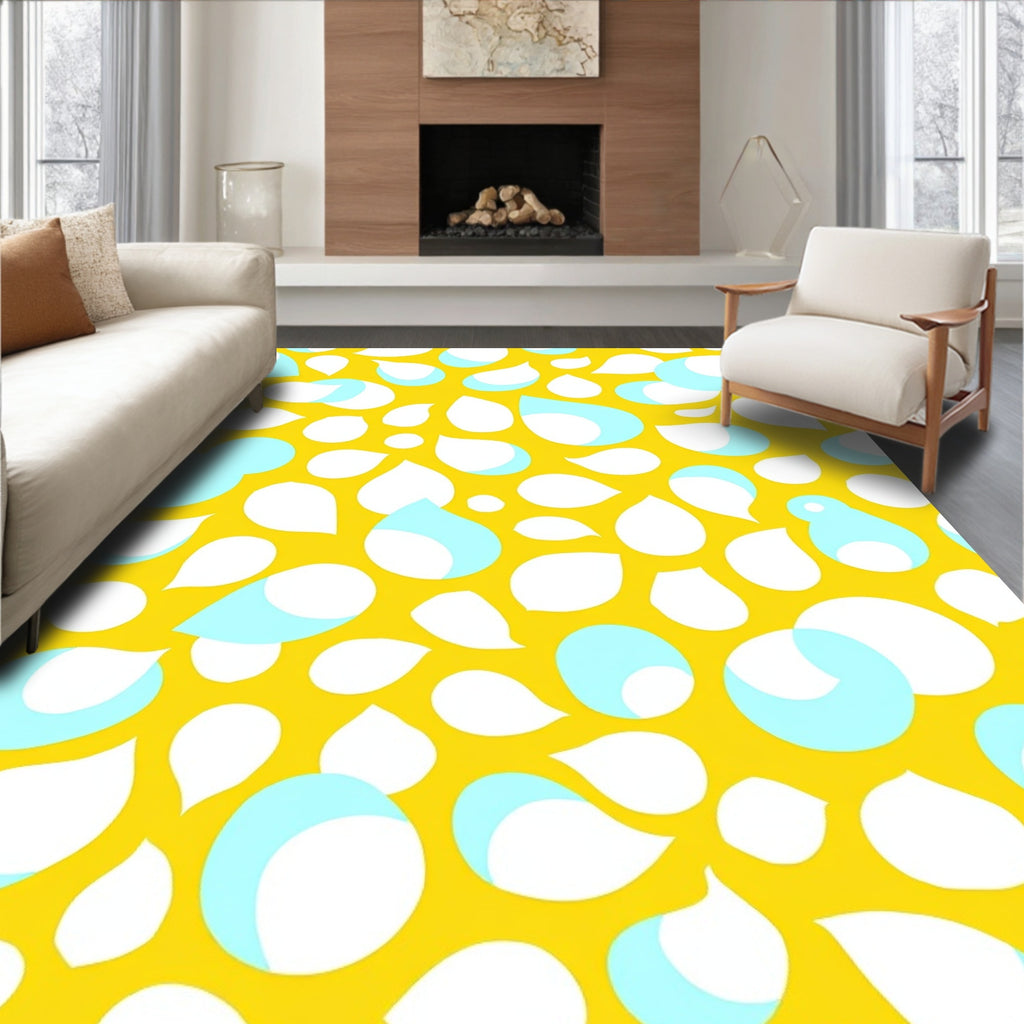Bright Yellow Droplet Pattern Rug