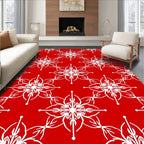 Red White Starburst Geometric Pattern Rug