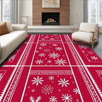 Red Snowflake Pattern Rug