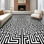 Bold Geometric Abstract Maze Pattern Rug