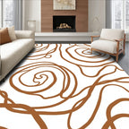 Abstract Swirls Brown Line Art Rug