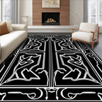 Abstract Geometric Black White Pattern Rug