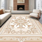 Elegant Floral Medallion Border Design Rug