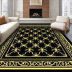 Golden Yellow Interlocking Star Border Rug