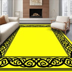 Intricate Black Celtic Knot Border Rug