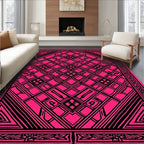 Geometric Interlocking Black And Pink Rug
