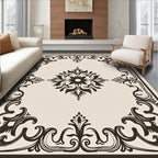 Ornate Scrollwork Floral Centerpiece Rug