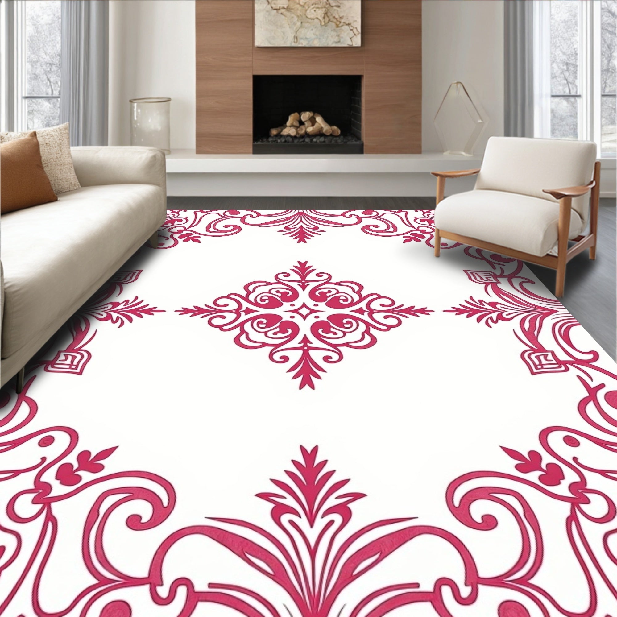 Baroque Swirls Flourish Design Rug
