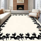 Abstract Tribal Spiky Figures Border Rug