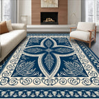 Bold Navy Floral Scrollwork Rug