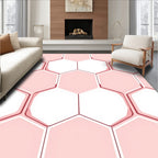 Pink Honeycomb Geometric Pattern Rug