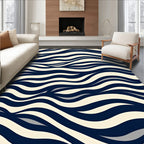 Navy Cream Dynamic Wave Design Rug