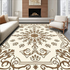 Classic Brown Floral Medallion Pattern Rug