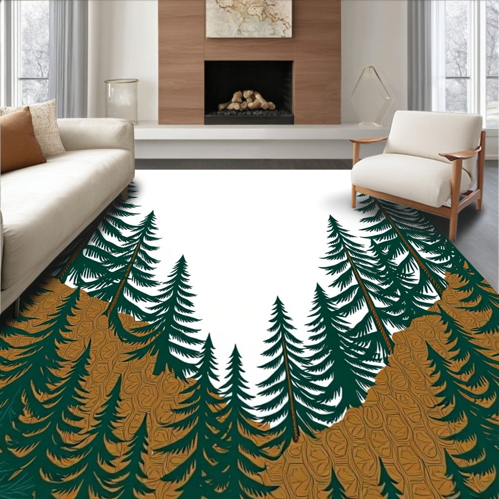 Forest Pine Tree Landscape Design Rug