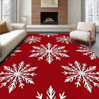 Red Winter Snowflake Pattern Rug