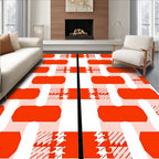 Orange Plaid Rounded Rectangles Design Rug
