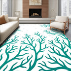 Teal Branch Pattern Bubbles Design Rug