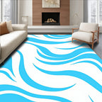 Cool Blue Wavy Stripe Pattern Rug