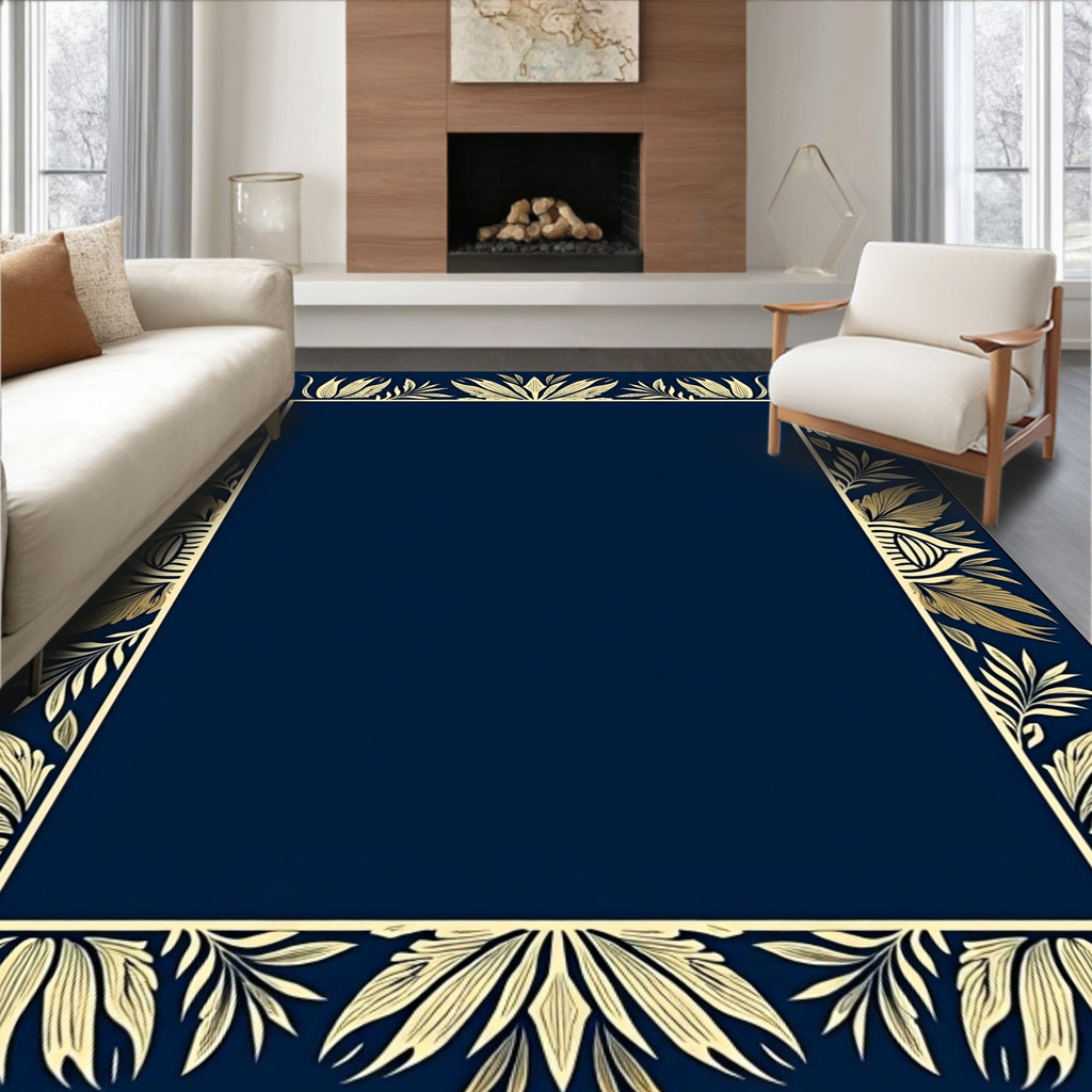 Golden Leaves Border Design Rug