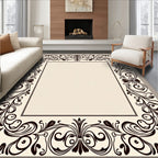 Ornate Floral Scroll Border Design Rug