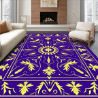 Royal Blue Yellow Floral Medallion Design Rug