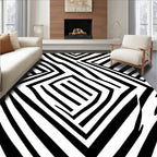 Abstract Black White Geometric Pattern Rug