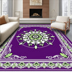 Purple Mandala Border Floral Rug